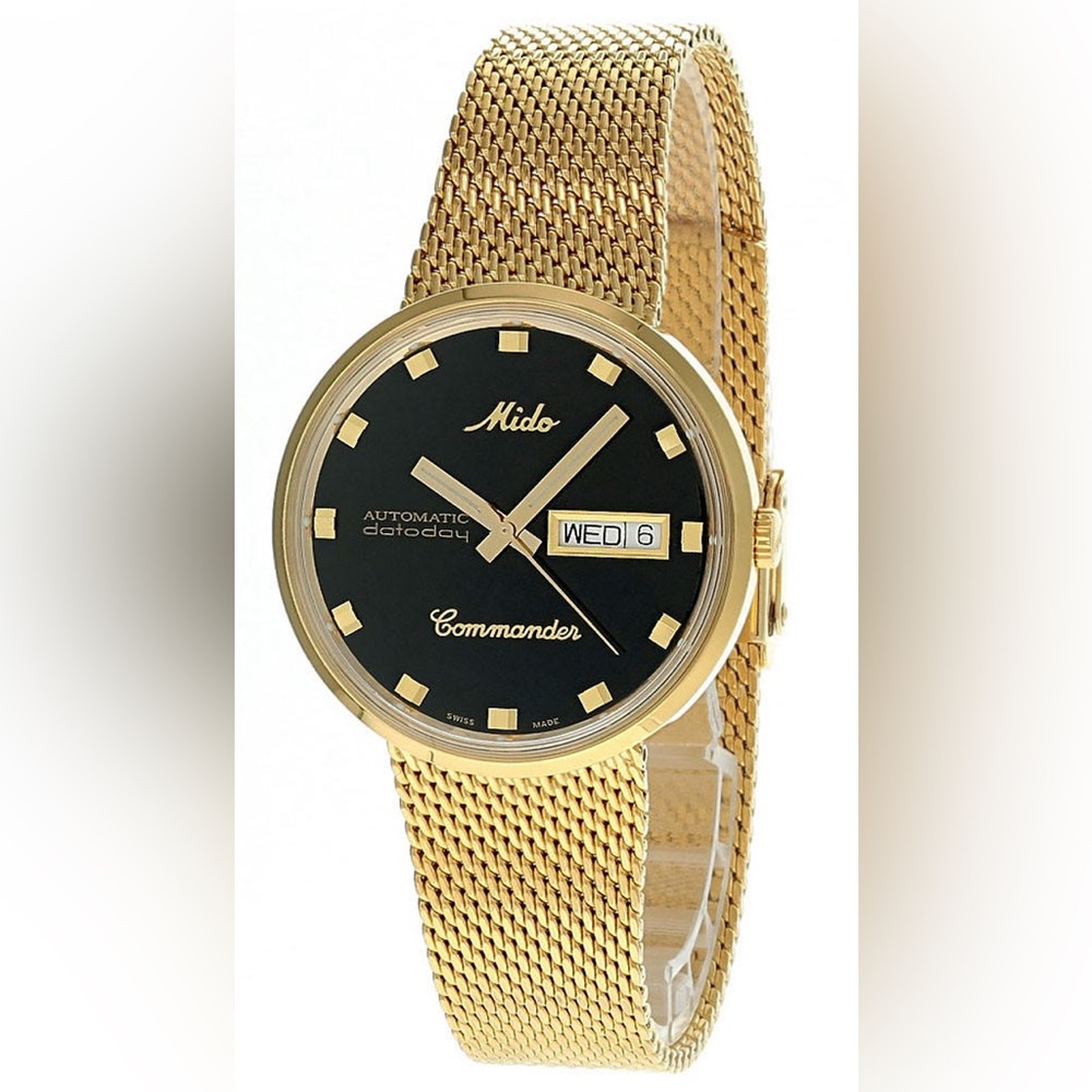 MIDO Commander 37MM SS Black Dial Gold Mesh Men's Watch